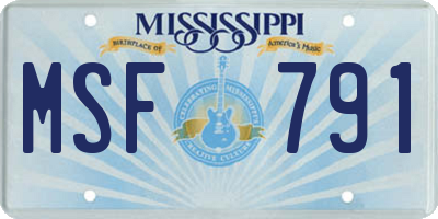 MS license plate MSF791