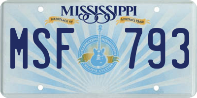 MS license plate MSF793