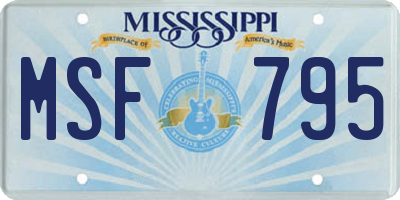 MS license plate MSF795