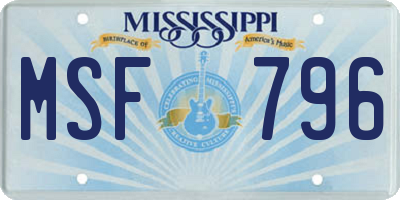 MS license plate MSF796