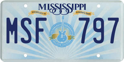 MS license plate MSF797