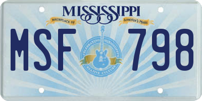 MS license plate MSF798
