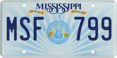 MS license plate MSF799