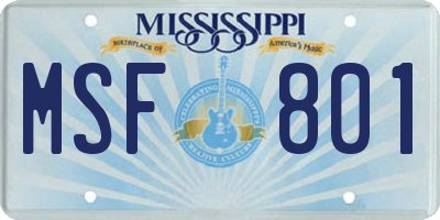 MS license plate MSF801