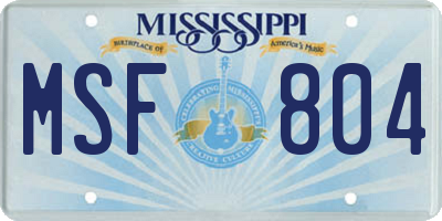 MS license plate MSF804
