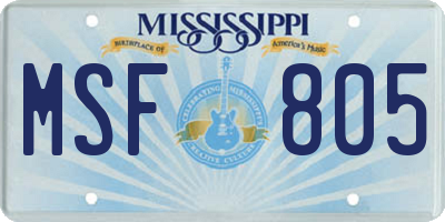 MS license plate MSF805