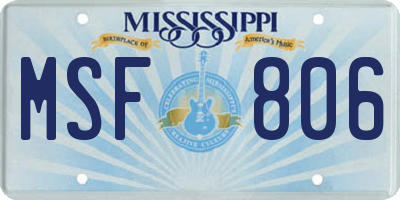 MS license plate MSF806