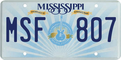 MS license plate MSF807