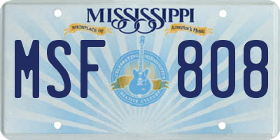 MS license plate MSF808