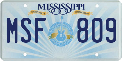 MS license plate MSF809