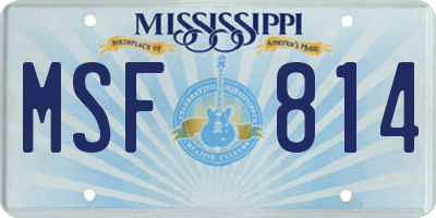 MS license plate MSF814