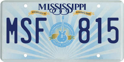 MS license plate MSF815