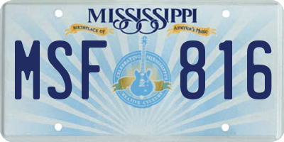 MS license plate MSF816