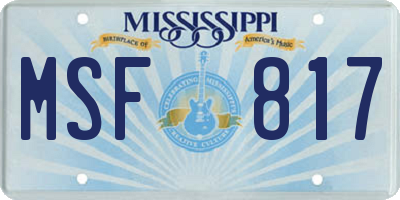 MS license plate MSF817