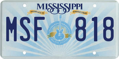 MS license plate MSF818