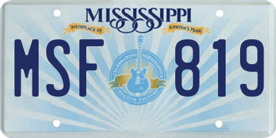 MS license plate MSF819