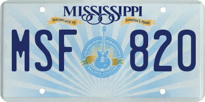 MS license plate MSF820