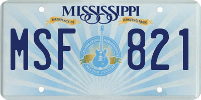 MS license plate MSF821
