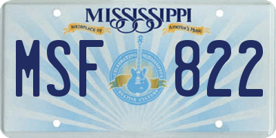 MS license plate MSF822