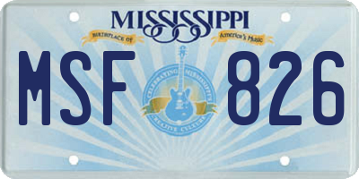 MS license plate MSF826