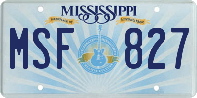 MS license plate MSF827
