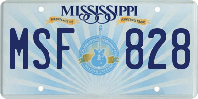MS license plate MSF828