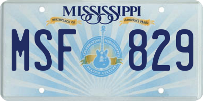 MS license plate MSF829