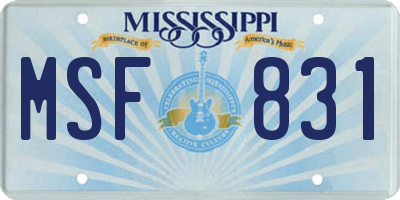 MS license plate MSF831