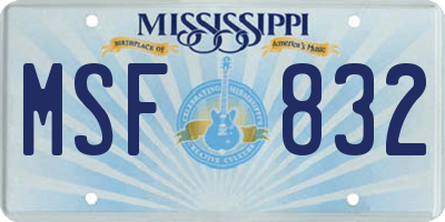 MS license plate MSF832
