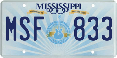 MS license plate MSF833