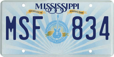 MS license plate MSF834