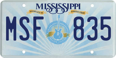 MS license plate MSF835