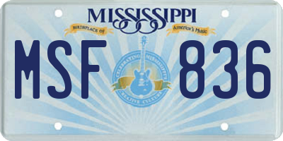 MS license plate MSF836