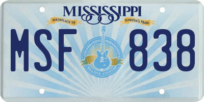MS license plate MSF838