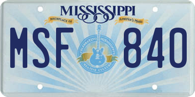 MS license plate MSF840