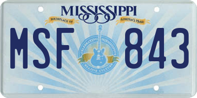 MS license plate MSF843