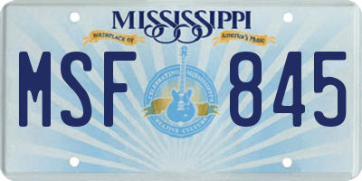 MS license plate MSF845