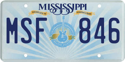 MS license plate MSF846