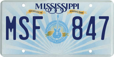 MS license plate MSF847
