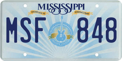 MS license plate MSF848