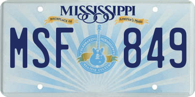 MS license plate MSF849