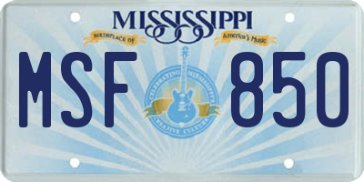 MS license plate MSF850