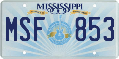 MS license plate MSF853