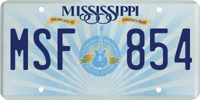 MS license plate MSF854