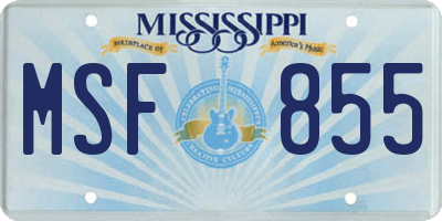 MS license plate MSF855