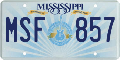 MS license plate MSF857