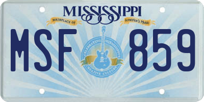 MS license plate MSF859