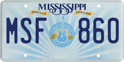 MS license plate MSF860
