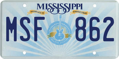MS license plate MSF862