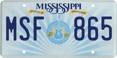 MS license plate MSF865